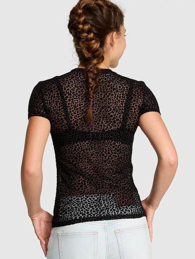 Base Leopard Mesh Short- Sleeve Tee image number 1