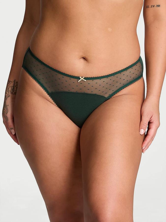 Stretch Cotton Dot Mesh Bikini Panty image number 0