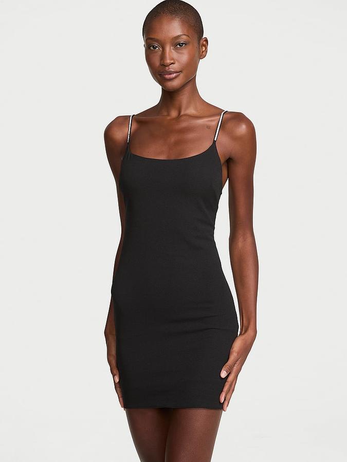 Shine Strap Push-Up Short Slip Dress