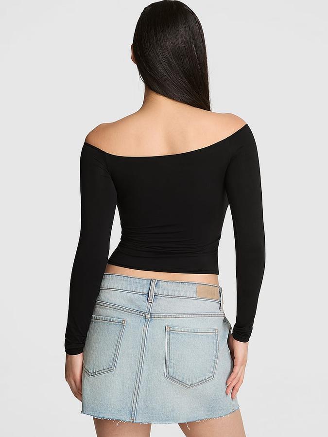Base Stretch Off-The-Shoulder Long-Sleeve Top image number 1