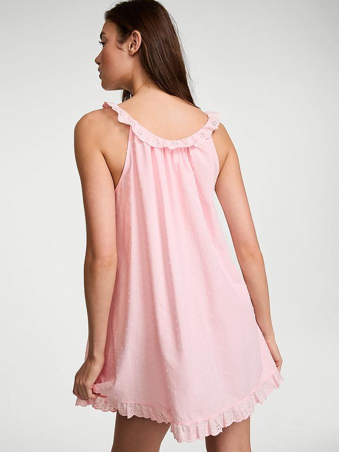 Cotton Dream Lace-Trim Short Slip Dress