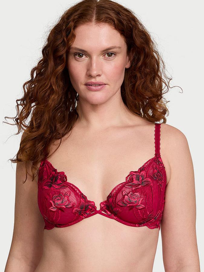 Red Rose Unlined Low-Cut Demi Bra image number 0