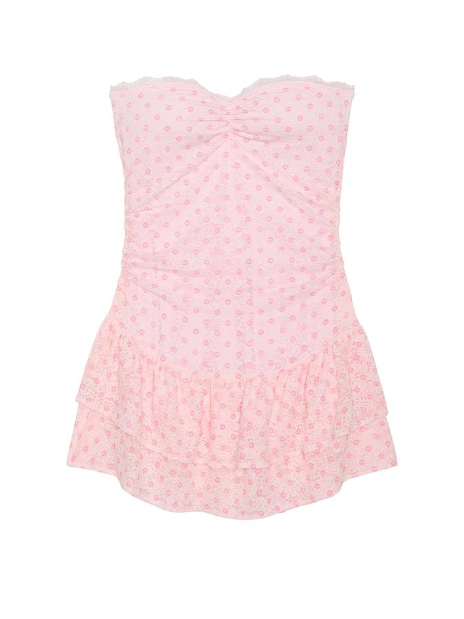 PINK x LoveShackFancy Strapless Lace Mini Dress image number 2