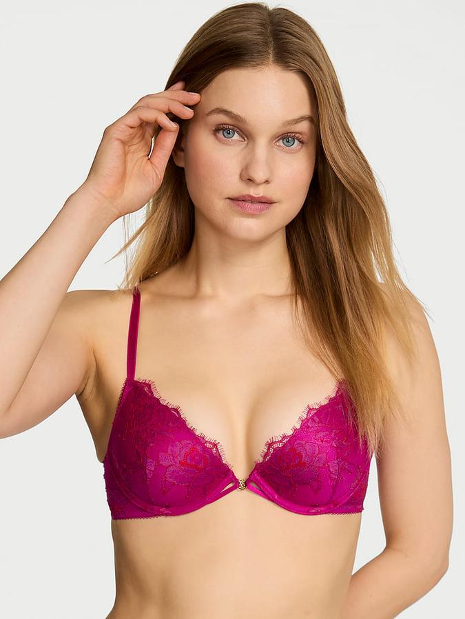 Rose Lace Lightly Lined Plunge Demi Bra