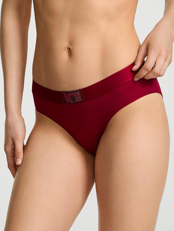 Logo Cotton Heart Shine Patch Hiphugger Panty