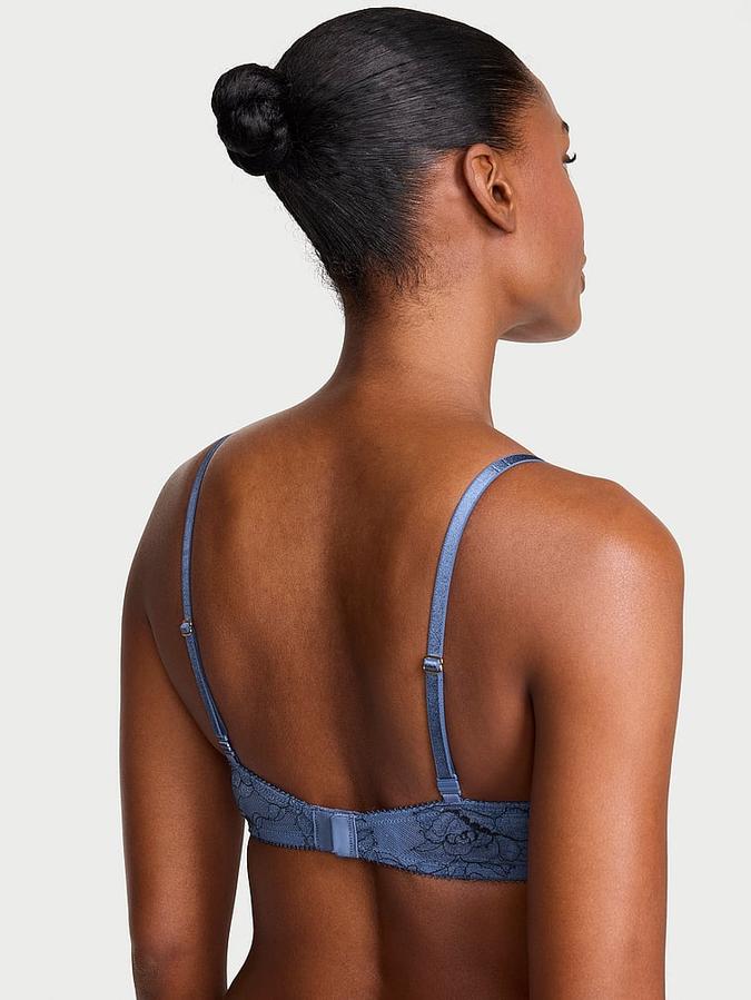 Denim Rose Lace Lightly Lined Plunge Demi Bra