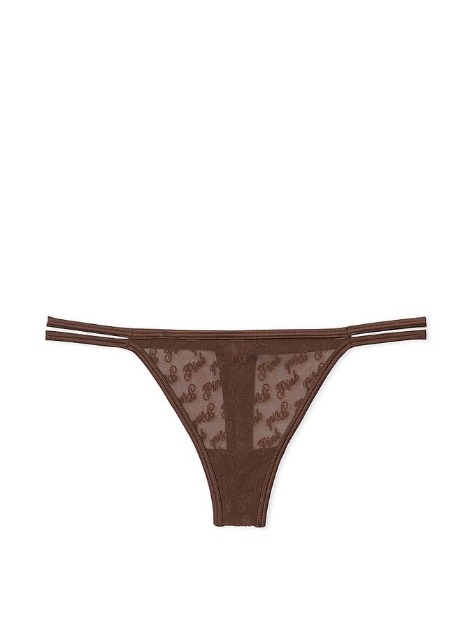 Logo Mesh Strappy Thong Panty image number 0