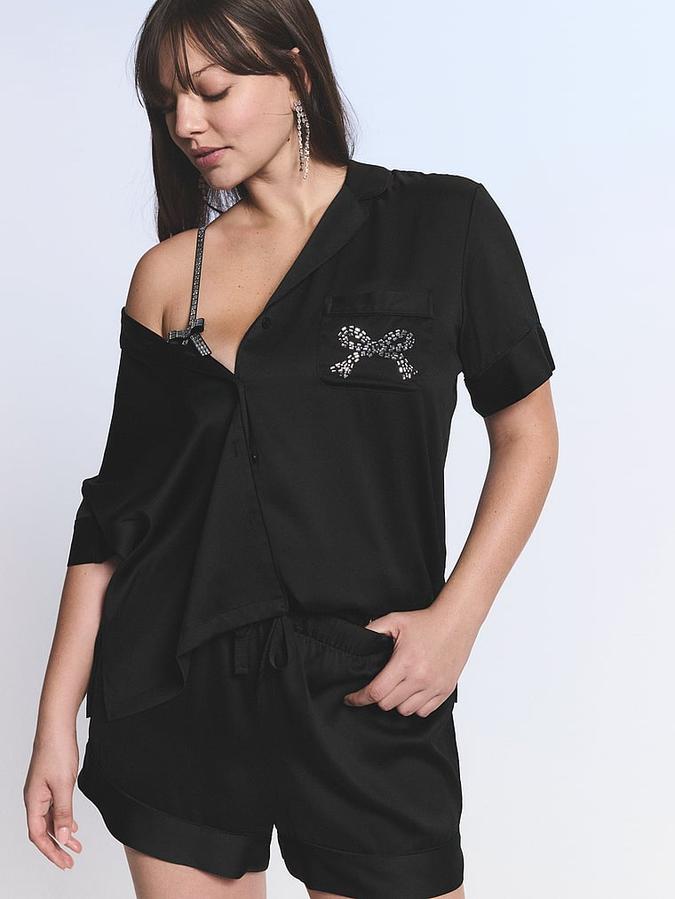 Glazed Satin Short Pajama Set image number 4