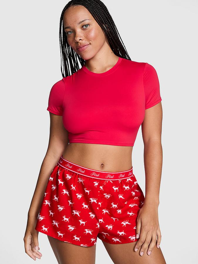 Flannel Boxy Pajama Shorts image number 0