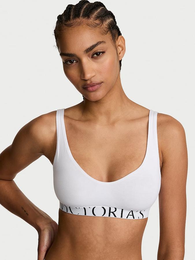 Cotton Exploded Logo Unlined Plunge Bralette