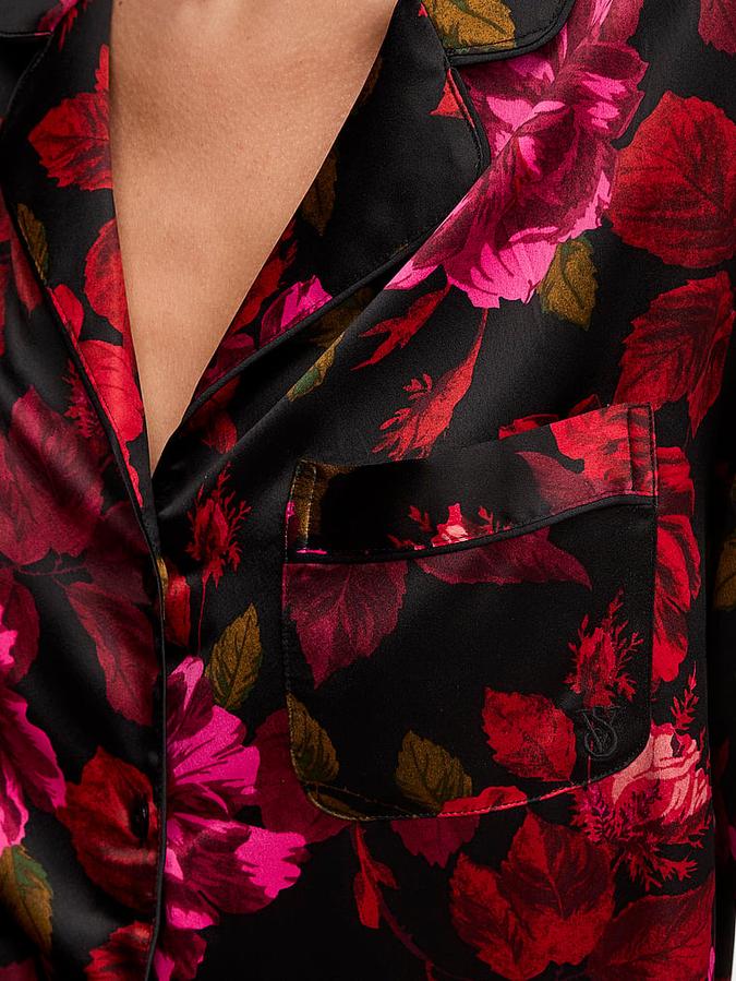 Glazed Satin Long Pajama Set image number 3