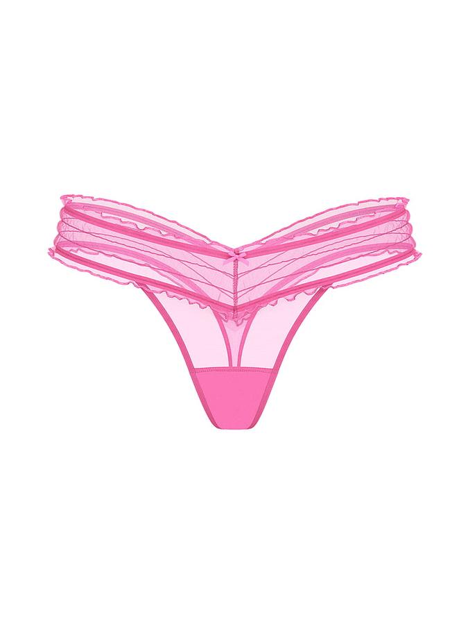 Smocked Mesh Thong Panty image number 1