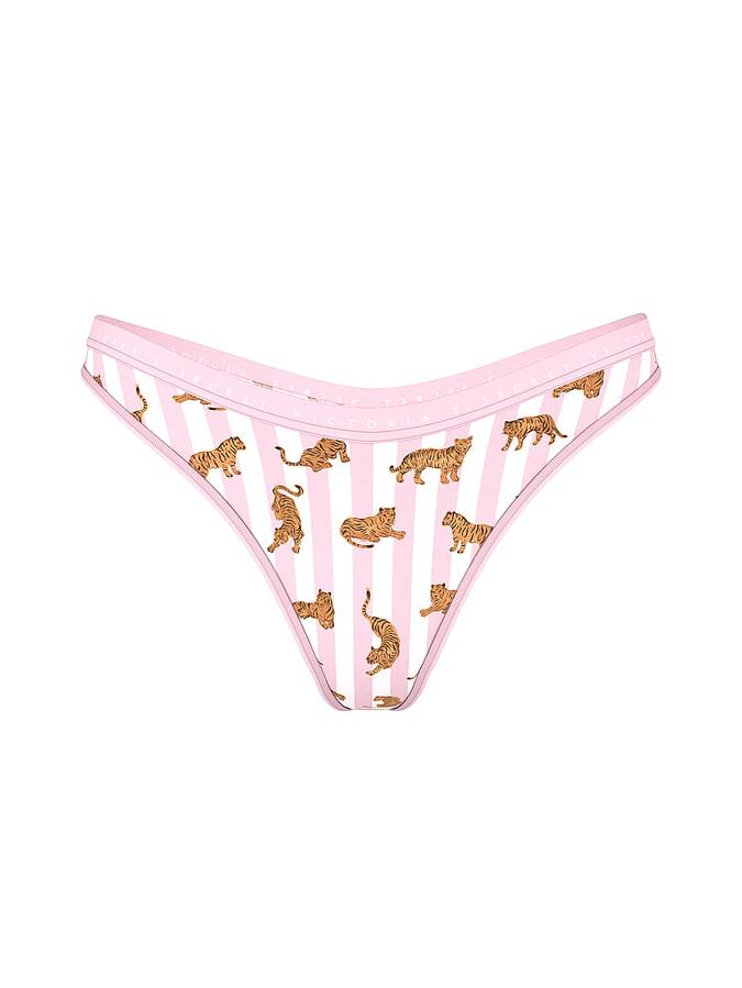 Stretch Cotton High-Leg Scoop Thong Panty image number 2