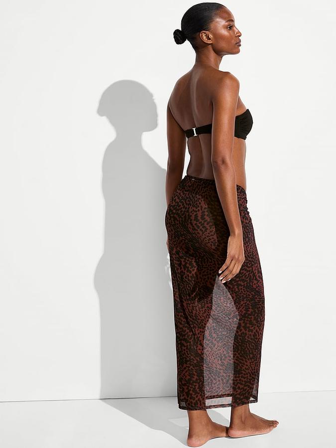 Beachwear Mesh Cinched Maxi Skirt