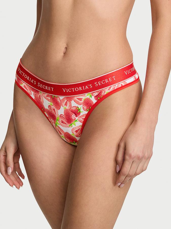 Logo Cotton Thong Panty