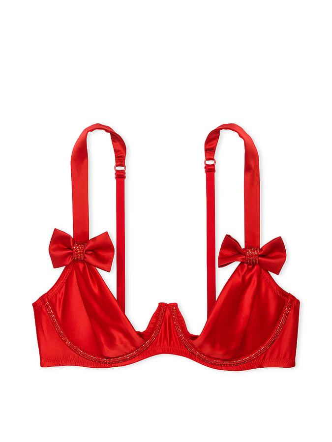 Wicked Twinkle Bows Satin Open-Cup Balconette Bra image number 2