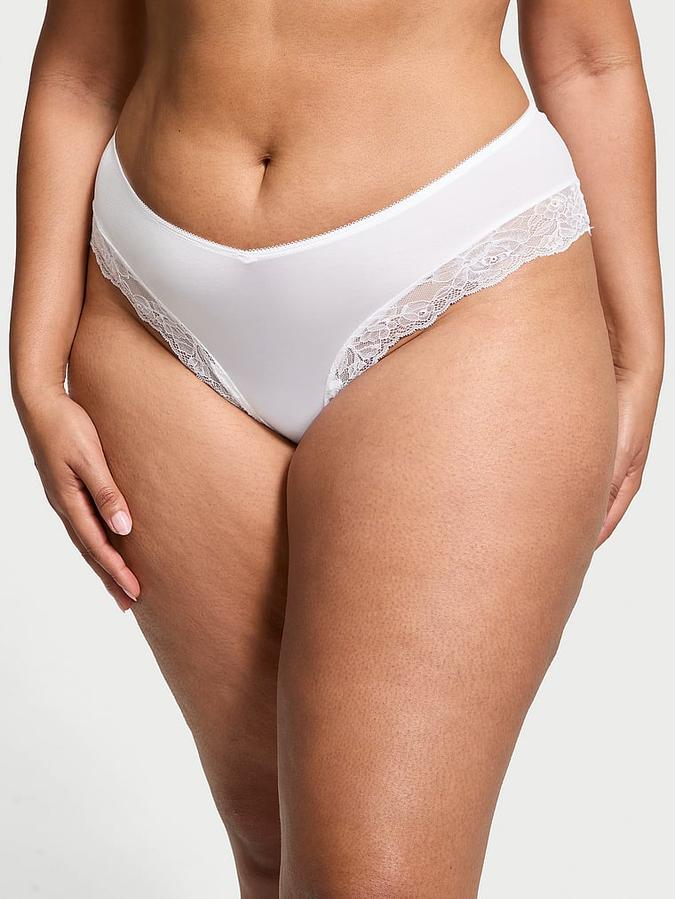 Rose Lace-Trim High-Leg Cheeky Panty image number 3