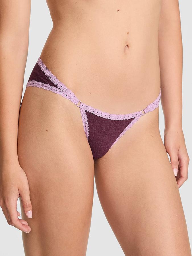Cotton Lace-Trim Low-Rise Cheeky Panty