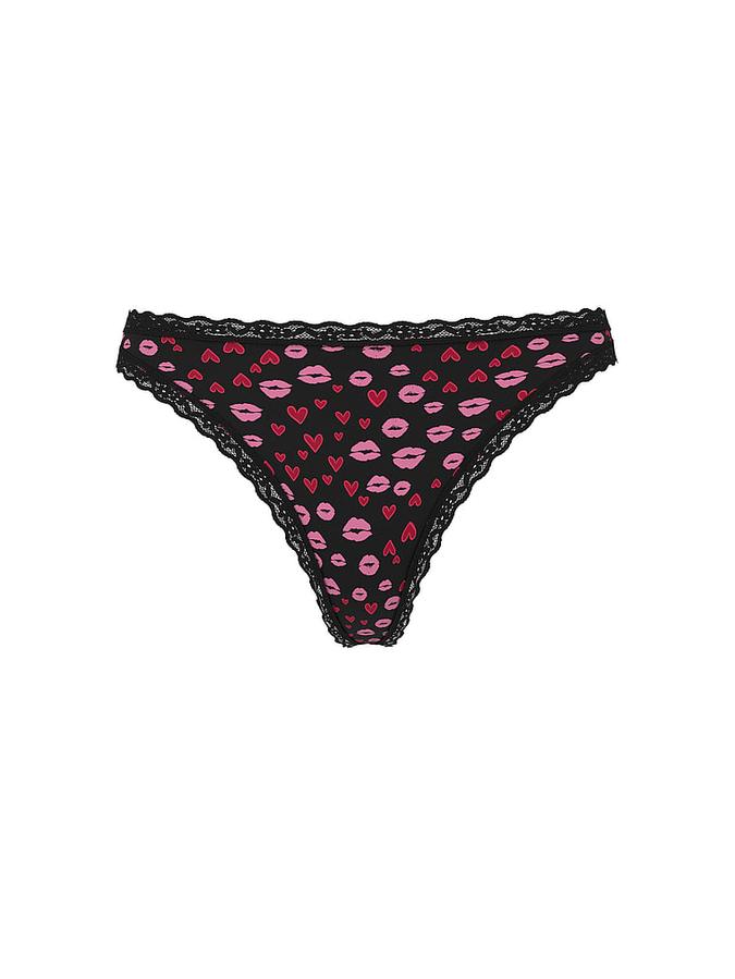 Cotton Lace-Waist Thong image number 2