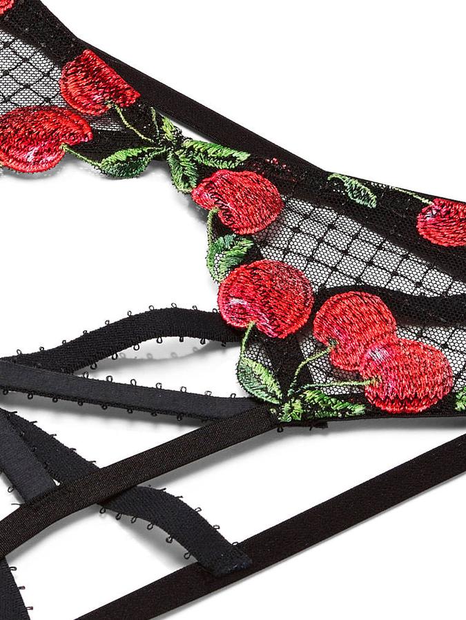 Crotchless Cherry Embroidery Open-Back Panty image number 3