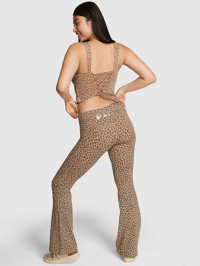 All-Day Cotton Foldover Flare Leggings image number 1