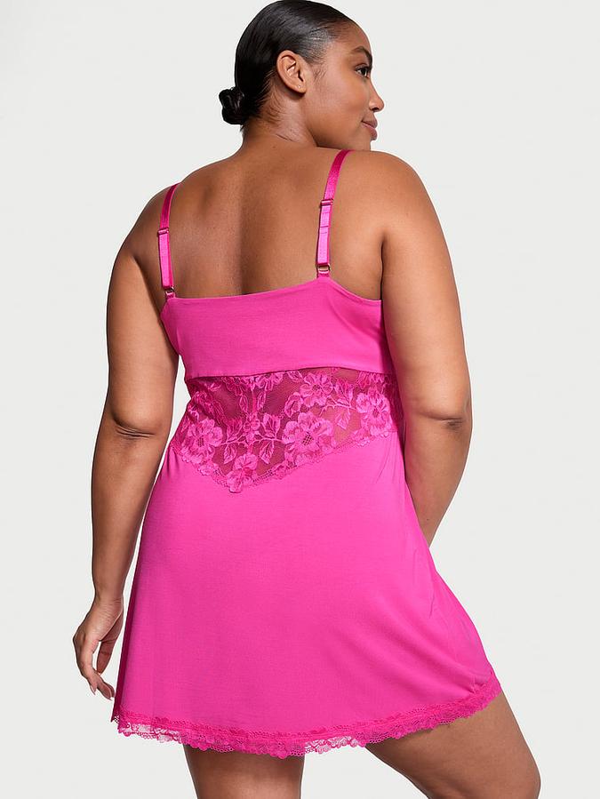 Modal Lace-Trim Sweetheart Slip Dress image number 1