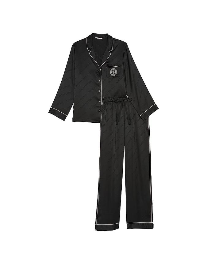 Glazed Satin Long Pajama Set image number 2