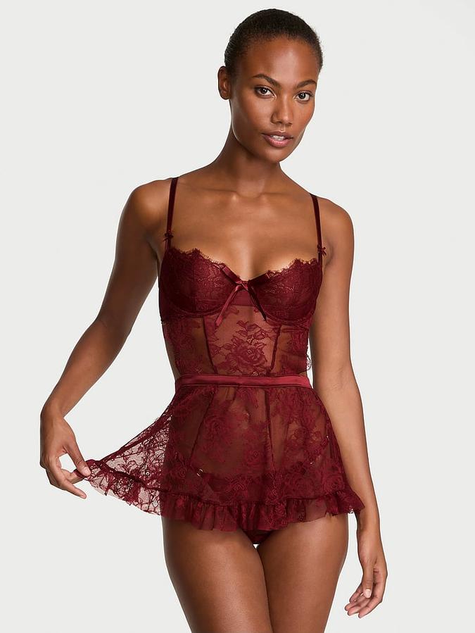 Wicked Unlined Rose Lace Apron Set image number 0