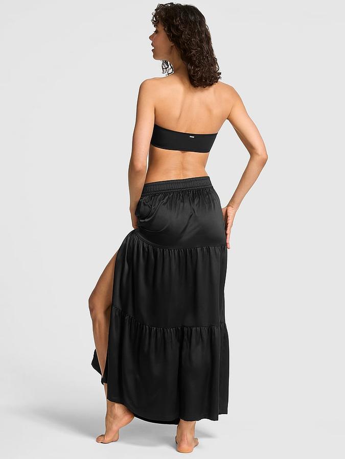 Charmed Satin Tiered Maxi Skirt image number 1