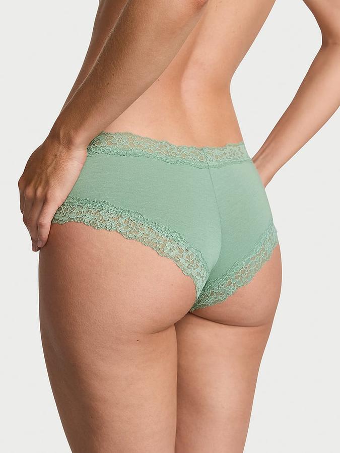 Lace-Waist Cotton Cheeky Panty