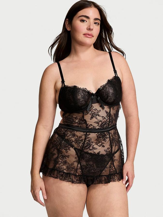 Wicked Unlined Rose Lace Apron Set image number 0