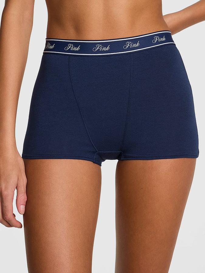 Logo Cotton High-Waist Boyshort Panty