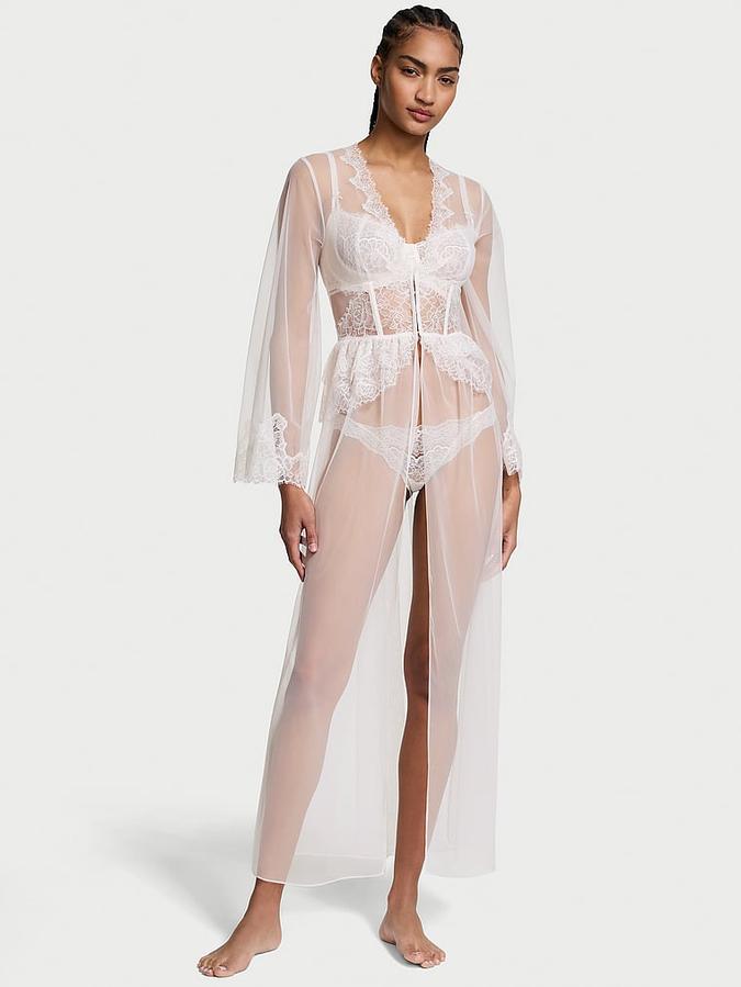 Rose Lace & Tulle Corset Long Robe image number 0