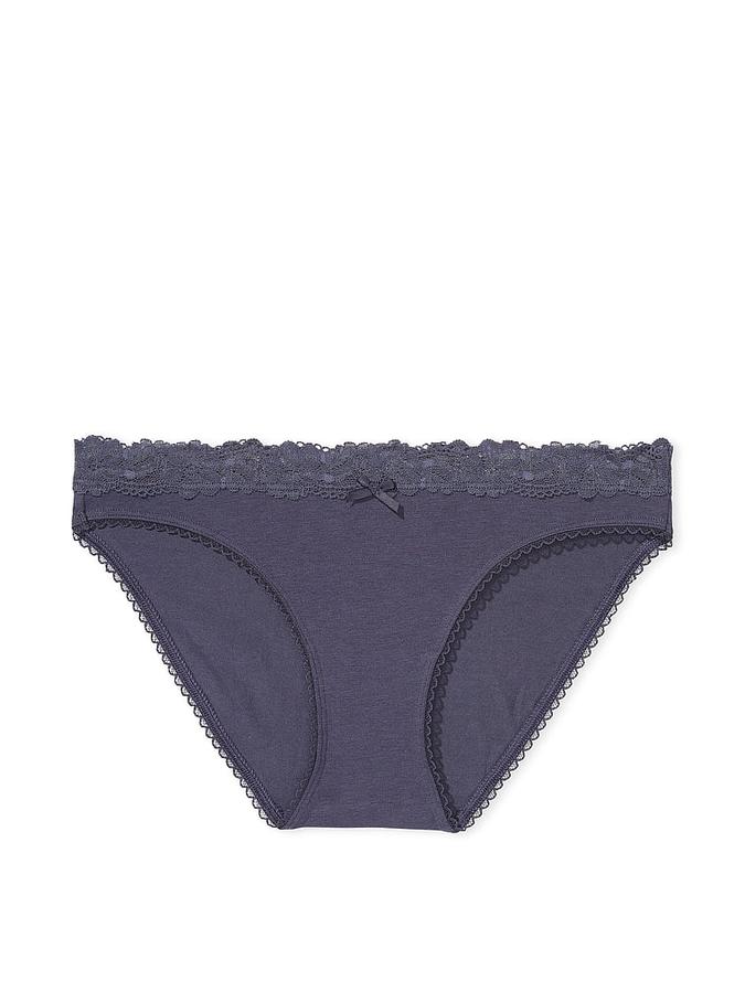 Stretch Cotton Lace-Waist Bikini Panty image number 2