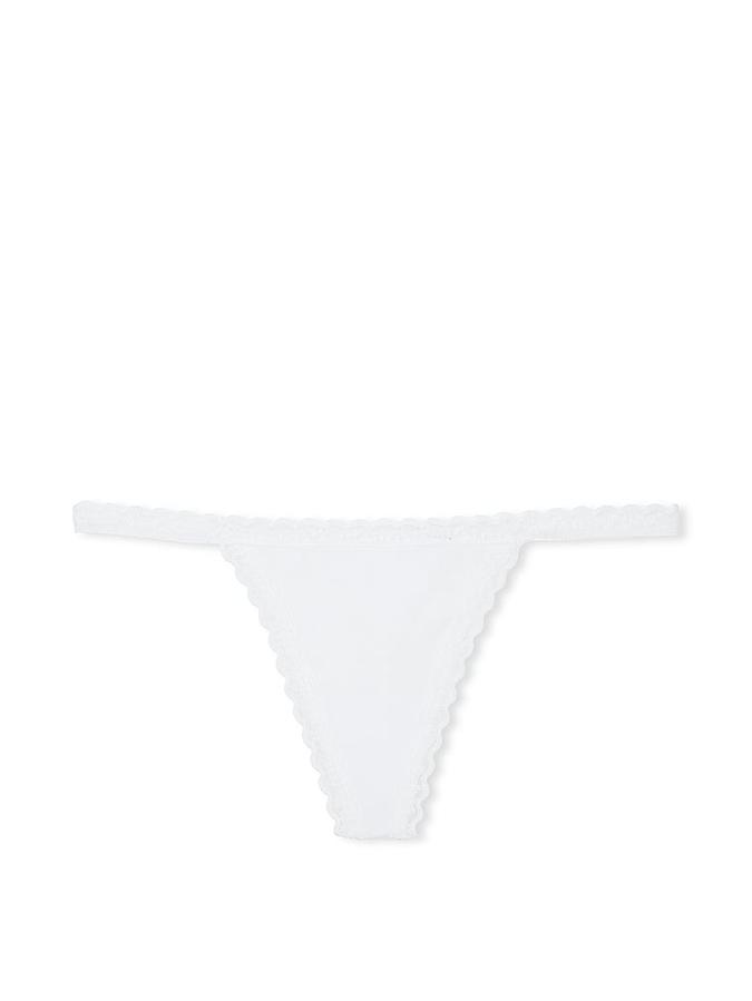 Lace-Trim Cotton V-String Panty image number 0