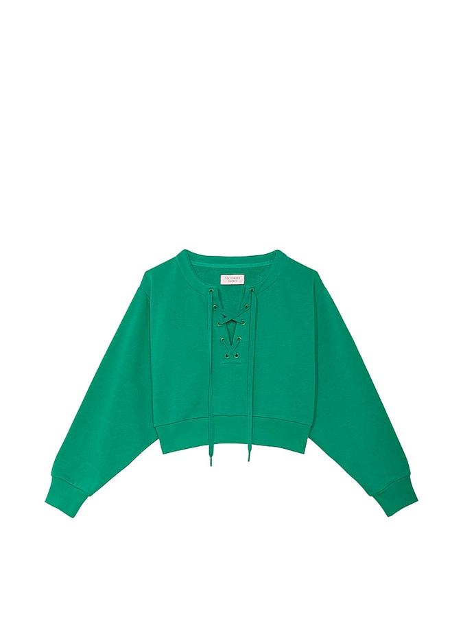 Cotton Fleece Lace-Up Crewneck image number 2