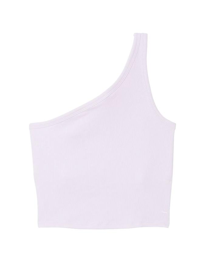 Rib One-Shoulder Crop Tank Top image number 2