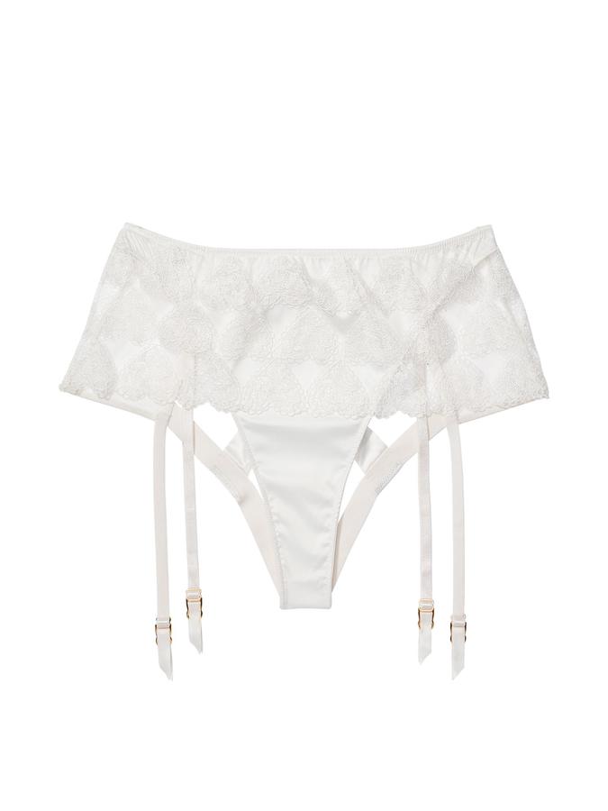 Heart Embroidery Open Back Garter Panty image number 2