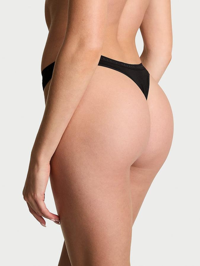 Stretch Cotton High-Leg Scoop Thong Panty