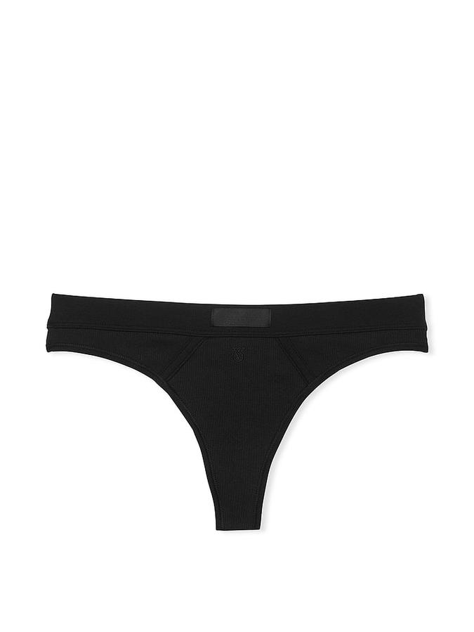 Logo Patch Cotton Thong Panty