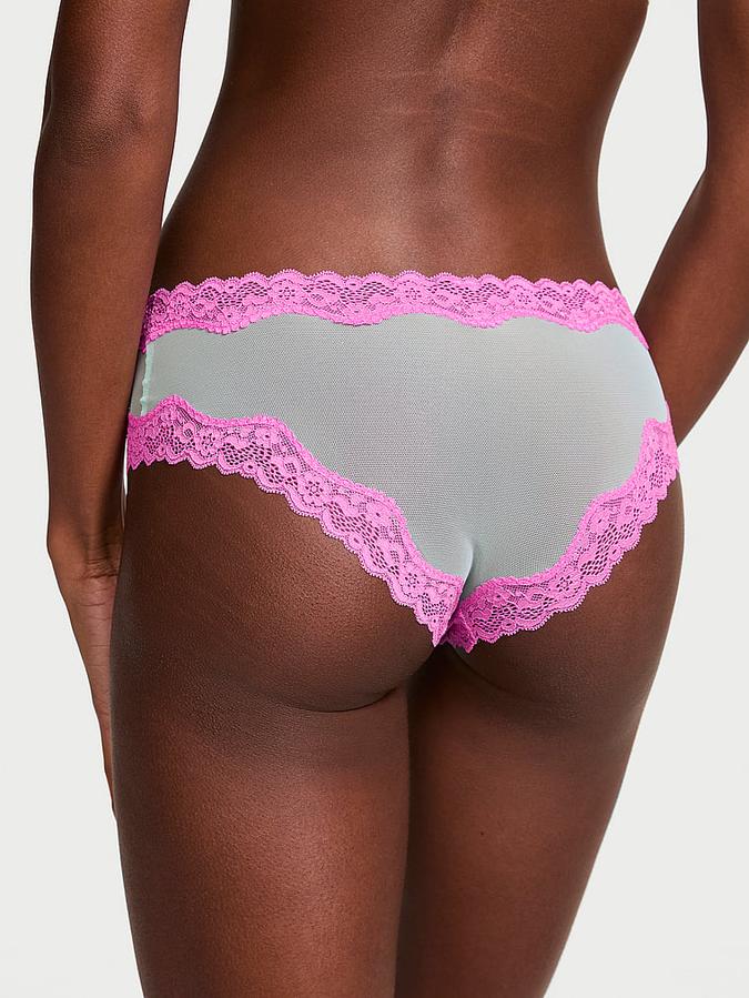 Tease Mesh Lace-Trim Cheeky Panty