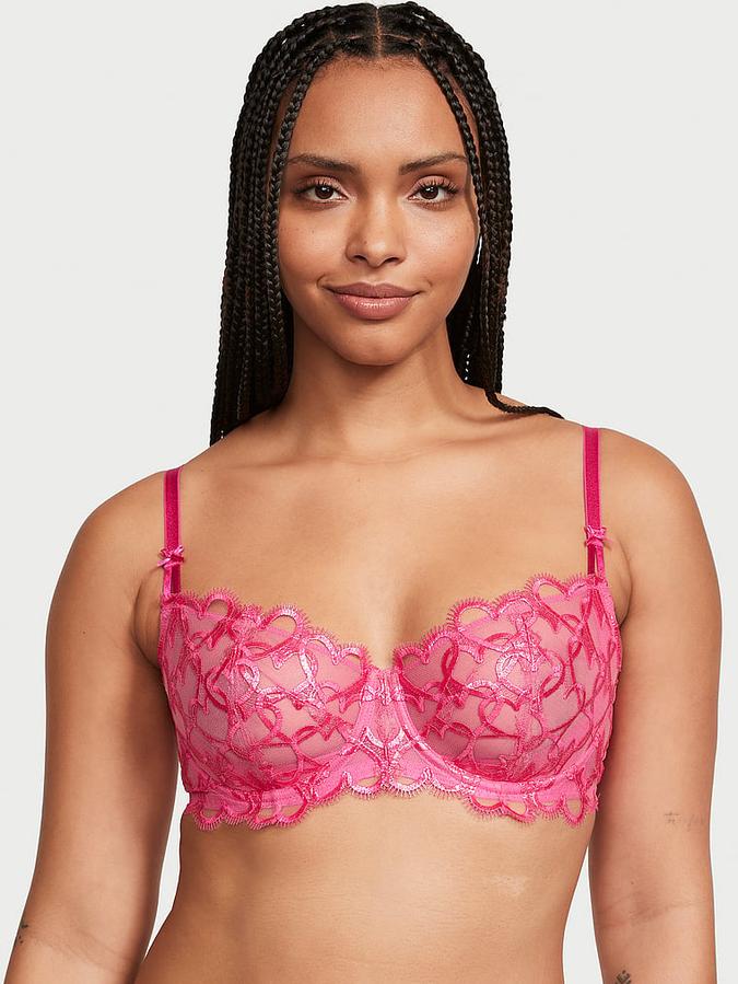 Wicked Shimmer Heart Embroidery Unlined Balconette Bra