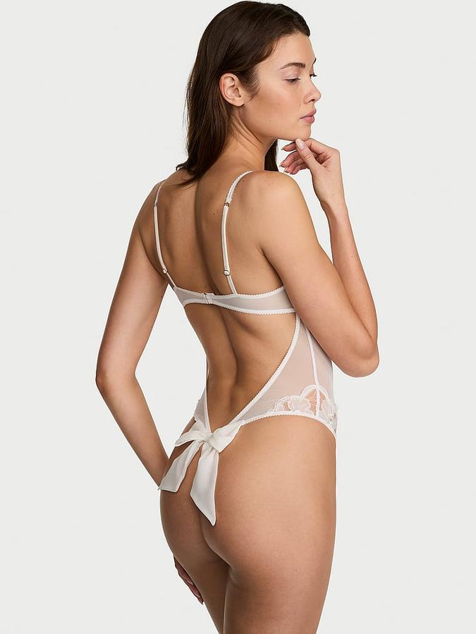 Frou Frou Embroidery Ouvert Bow-Back Teddy