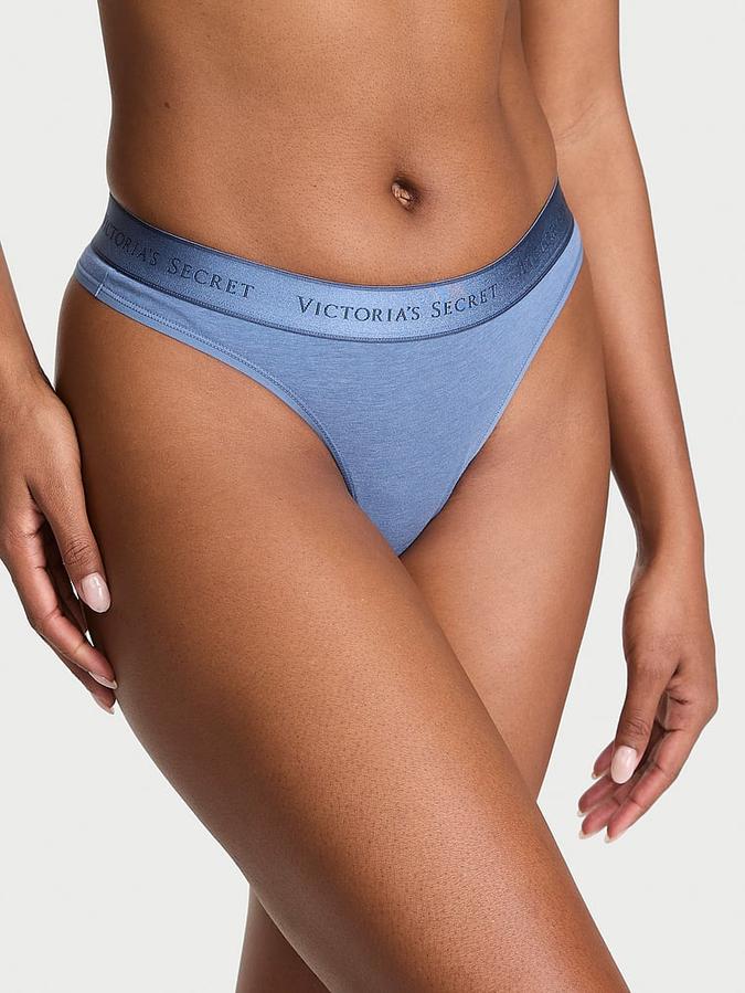 Logo Cotton Thong Panty image number 0