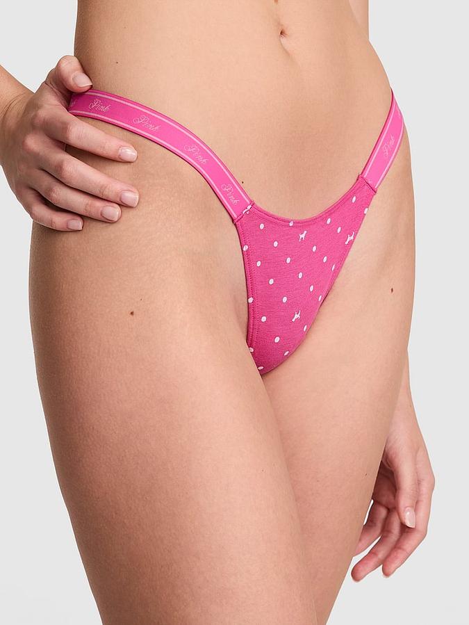 Logo Cotton High-Leg Micro Thong Panty