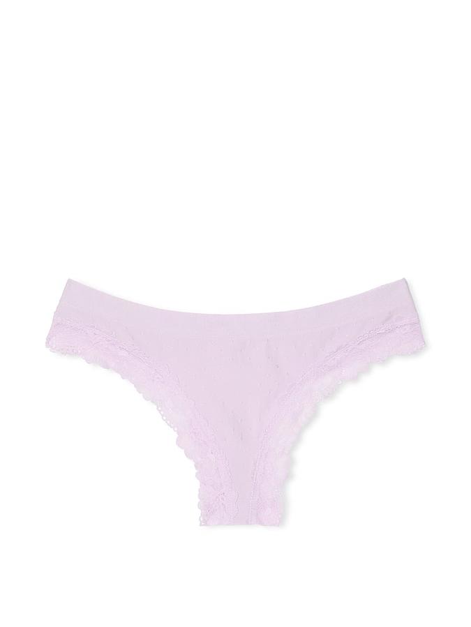 Seamless Lace-Trim Thong Panty image number 1