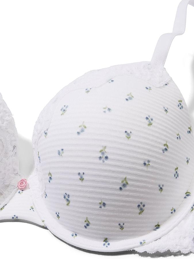 Perfect Shape Cotton Shadow Stripe Lace-Trim Push-Up Bra image number 2