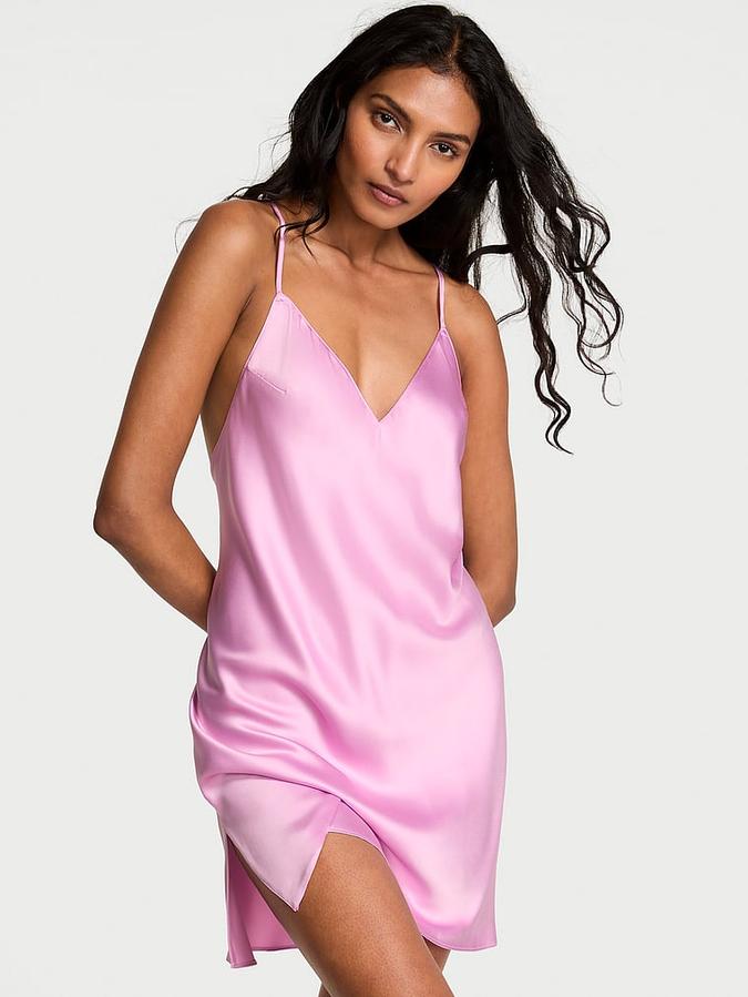 Satin Open-Back Slip Dress