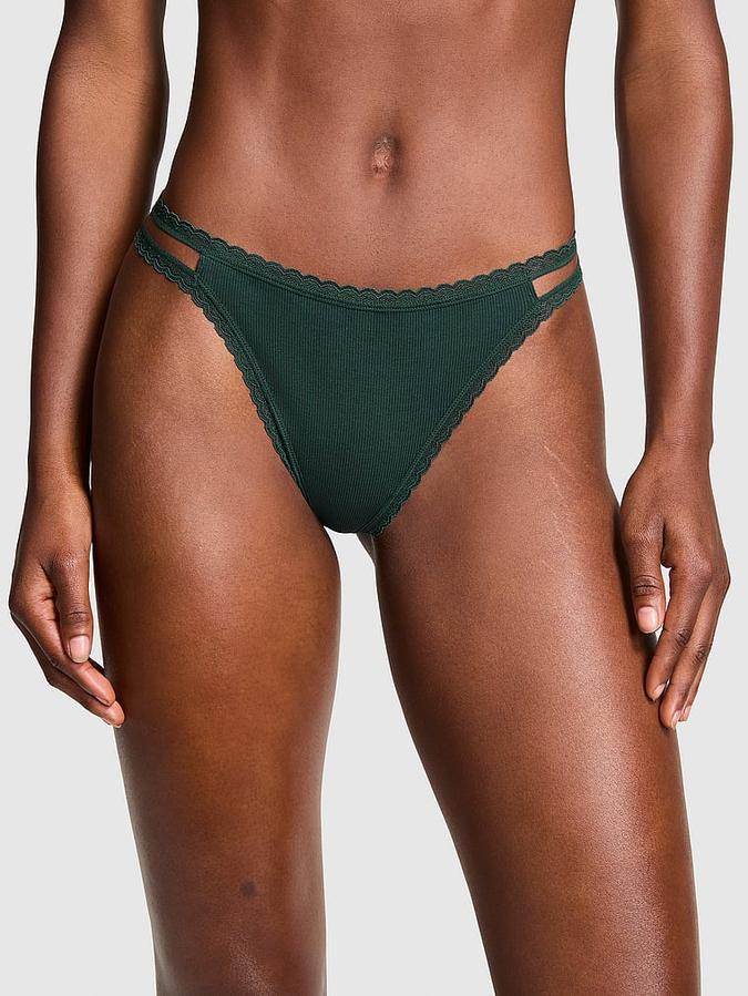 Wink Lace-Trim Strappy Thong Panty