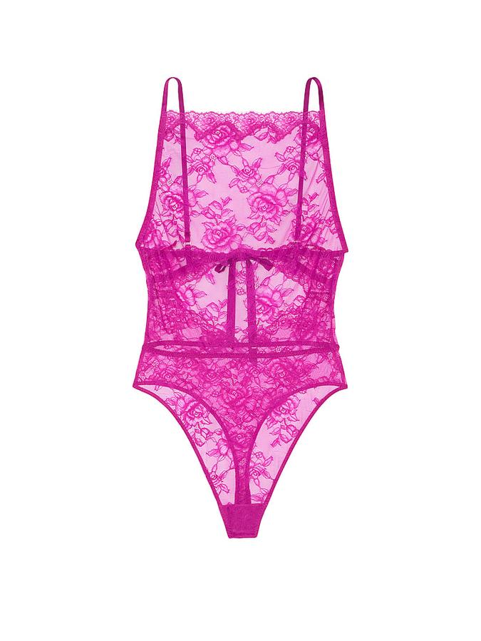 Rose Lace High-Neck Teddy image number 2